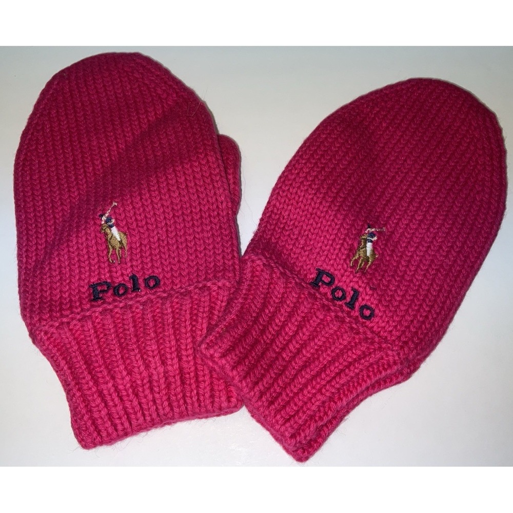 NWOT Polo Ralph Lauren Childen's Toddler Knit Mittens Pink Size 2T-4T